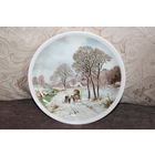 Настенная, фарфоровая тарелка "Зимний пейзаж", диаметр 25 см., Италия.