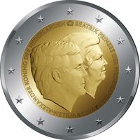2 евро Нидерланды 2014 Виллем-Александр и Беатрикс UNC из ролла