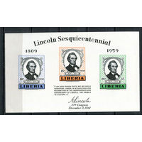 Либерия - 1959 - 150 лет со дня рождения 16-го Президента США - Авраама Линкольна - [Mi. bl. 14] - 1 блок. MNH.  (Лот 112CN)