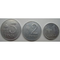 Литва 1-2-5 цент 1991 г. Цена за всё.