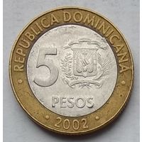 Доминикана 5 песо 2002 г.