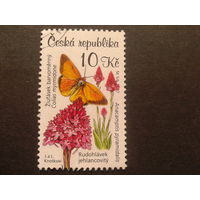 Чехия 2007 цветы, бабочка  марка из блока
