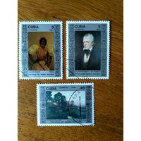 Марки Куба. 3 марки из серии. Живопись. Картины из Национального музея. 1987 год