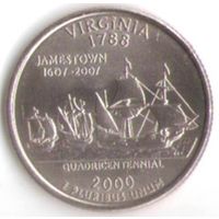 25 центов 2000 г. Вирджиния серия Штаты и Территории Двор P _UNC