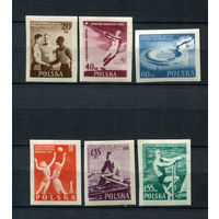 Польша - 1955 - 11 Международные спортивные игры молодежи (без зубцов) - [Mi. 934B-939B] - полная серия - 6 марок. MNH.