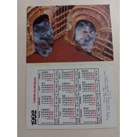 Карманный календарик. Котики.1992 год