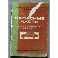 Из истории СССР. Запасные части к автомобиль Москвич. Горьковская база посылторг. Каталог.