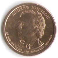 1 доллар США 2011 год 17-й Президент Эндрю Джонсон двор Р _состояние XF/aUNC