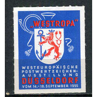 ФРГ - 1955 - Рекламная марка Выставка WESTROPA 1955 Дюссельдорф - (есть тонкое место) - 1 марка. MH.  (LOT AW11)