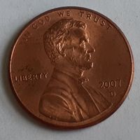 США 1 цент, 2007 Lincoln Cent Отметка монетного двора: "D" - Денвер (3-1-4)