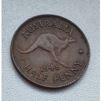 Австралия 1/2 пенни, 1948 Точка после "PENNY" 2-3-13