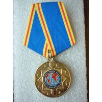 Медаль юбилейная. Интерпол. Бюро в Казахстане 10 лет. 2009-2019. Эмблема логотип. Латунь эмаль.