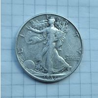 США, 1/2 доллара 1937 Walking Liberty Half Dollar серебро