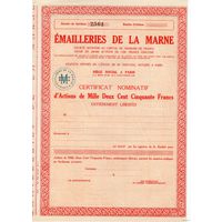 Emailleries de la Marne,  certificat nominatif  (бланк именной ценной бумаги).