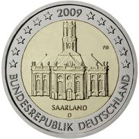 2 евро 2009 Германия D  Саарланд UNC22