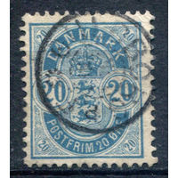Дания - 1884/1902г. - герб, 20 Ore, wz 1 Y, перфорация 12 3/4 - 1 марка - гашёная. Без МЦ!