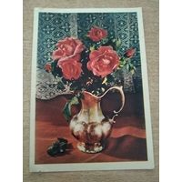 Открытка Букет роз фото Игнатович 1956