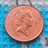 Фиджи 1 цент 2005 года. Королева Елизавета II.