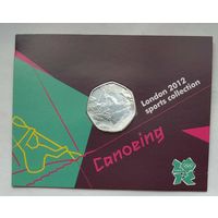 Великобритания 50 пенсов 2011 г. XXX летние Олимпийские Игры, Лондон 2012. Гребля на байдарках и каноэ. В карточке