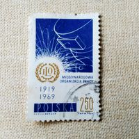 Марка Польша 1969 год 50 лет Международной организации труда