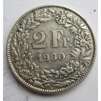 Швейцария 2 франка 1960 серебро  .25-6