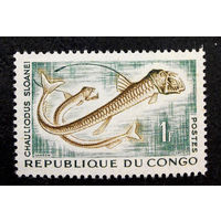 Конго 1961 г. Рыбы. Морская Фауна, 1 марка. Чистая  #0078-Ч1P5