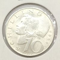 Монета 10 шиллингов, Австрия, 1964 г, серебро