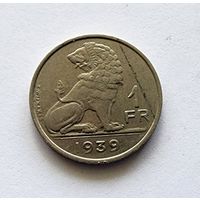 Бельгия 1 франк, 1939 Надпись - 'BELGIQUE - BELGIE'