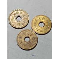 Япония 5  сен   3 монеты