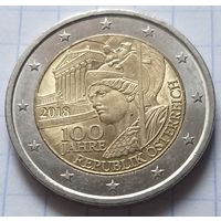 Австрия 2 евро, 2018 100 лет Австрии        ( К-1-1 )