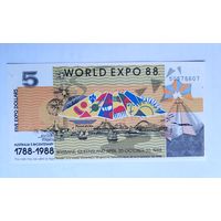 Австралия. 5 экспо долларов 1988 года. UNC.