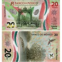 Мексика 20 песо 2021 год. Юбилейная. 200 лет Независимости  UNC (полимер) НОВИНКА