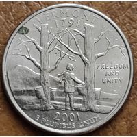 США 25 центов (квотер) 2001 D Vermont