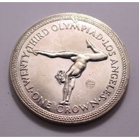 Великобритания (о. Мэн), 1 крона 1984 год, "Олимпиада в Лос Анжелес" - диаметр 38 мм