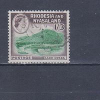 [573] Британские колонии.Родезия и Ньясаленд 1959. Елизавета II.Озеро Ньяса. Гашеная марка.