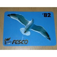 Календарик пластиковый 1982 FESCO Дальневосточное морское пароходство. Чайка. Пластик