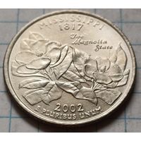 США 1/4 доллара, 2002 Квотер штата Миссисипи    P    ( 1-1-4 )