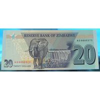 Зимбабве. 20 долларов 2020 года  Номер по каталогу: P104  Пресс Unc