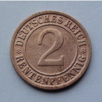 Германия - Веймарская республика 2 рентенфеннига. 1923. D
