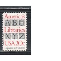 США-1982, (Мих.1595) , гаш. , Библиотеки, Алфавит  (одиночка),