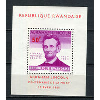 Руанда - 1965 - Авраам Линкольн - (незначительные пятна на клее) - [Mi. bl. 3] - 1 блок. MNH.  (Лот 109CK)