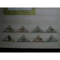 Треугольные марки - Мавритания, фауна птицы 8 марок