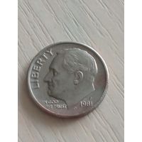 США 10 центов 1981г. Р