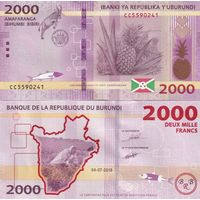 Бурунди 2000 франков образца 2018 года UNC p52