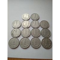 1 злотый Польши. 14 монет разные года.