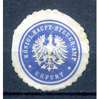 Германия, Рейх- 1900-е - королевское налоговое управление Эрфурта - 1 виньетка-облатка - чистая, без клея с пятнами. Без МЦ!