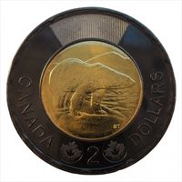 Канада 2 доллара 2022 Смерть королевы Елизаветы II ТРАУРНАЯ UNC