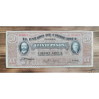 Мексика, банк Чихуахуа, 20 песо, 1915г. XF, редкая