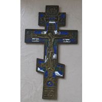 Все лоты с рубля.Крест напрестольный старообрядческий,19 век,литье,эмали.25 см.Состояние!