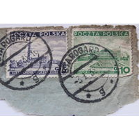 Две польские марки на 5 и 10 грош гашенные Starogard Gdaski